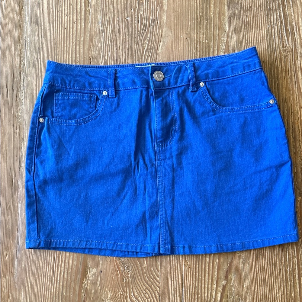 Refuge Denim Electric Blue Mini Skirt 29” waist